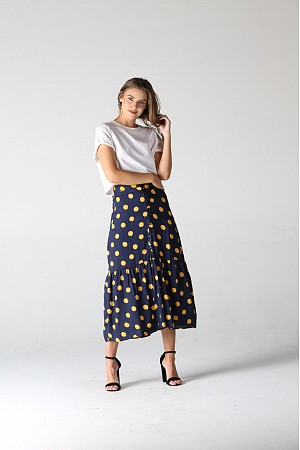 PRINTED BUTTON FRONT MAXI SKIR ...